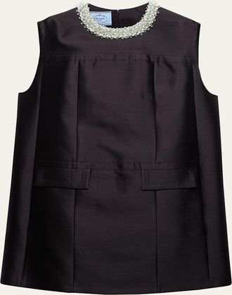 Prada Beaded Shantung Silk Mini Dress