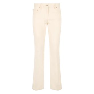 Valentino Garavani Flared Jeans, female, Beige, Size: W28 Flared cotton pants