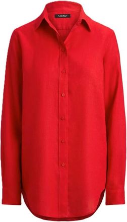 Ralph Lauren Karrie Camisa de Manga Larga de Lino Fino - Blouses & Shirts - Mujer - Rojo - S