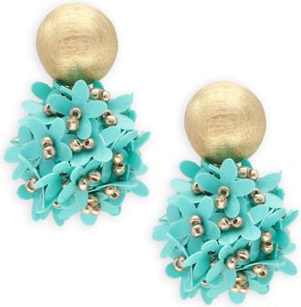 Lott. Gioielli Sequin Flower Globe Oorbellen - Dames - Oorbellen - Blauw - ONE Size - Accessoires
