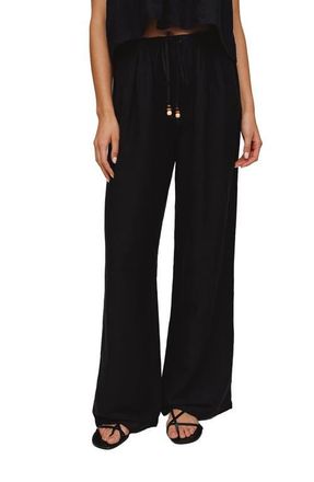 Bella Dahl Beaded Drawstring Linen Blend Beach Pants in Black at Nordstrom, Size X-Small