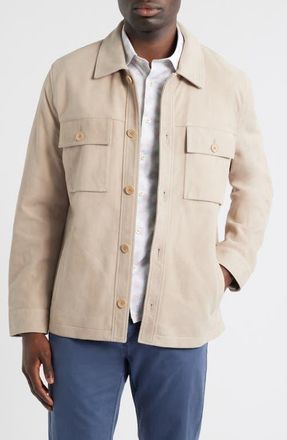 Bugatchi Suede Shirt Jacket in Willow at Nordstrom, Size Xx-Large