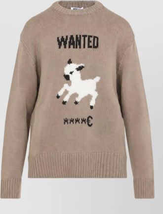Moschino virgin wool ribbed crew-neck long-sleeve sweater