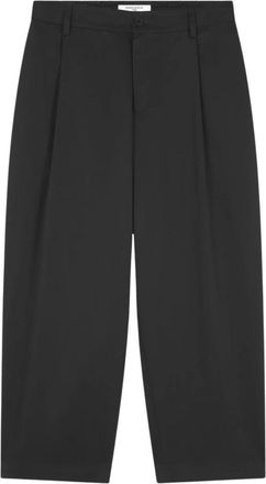 Maison Kitsun&eacute; Cropped Pleated Chino Trousers - male - Maison Kitsun&eacute; - Wide Trousers - Black - S - Trousers
