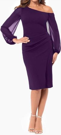 Betsy & Adam Alara Knee Length Cocktail Dress In Purple