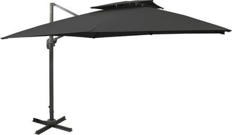 vidaXL Paraguas En Voladizo Con Doble Toldo De 300x300 Cm Negro