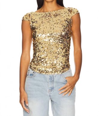 Free People Late Last Night Tee In Gold