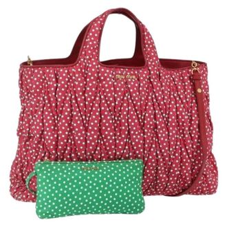 Miu Miu Pre-owned Tote Bags, female, Red, Size: ONE SIZE Pre-owned Canvas Tote Bag