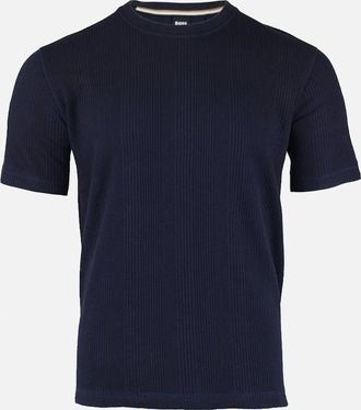 HUGO BOSS Mens BOSS Structure T-Shirt, Dark Blue - Black - Size: 36