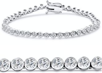 Pompeii3 5Ct Diamond Half Bezel Tennis Bracelet 14k White or Yellow Gold 7 Lab Grown