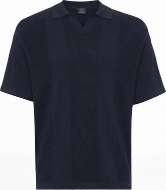 Genti Gebreide Buttonless Polo | Donkerblauw