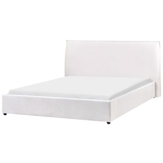 Beliani Beliani - Cama Moderna De Terciopelo Blanco Crema 160 X 200 Cm Tradicional Lavaur
