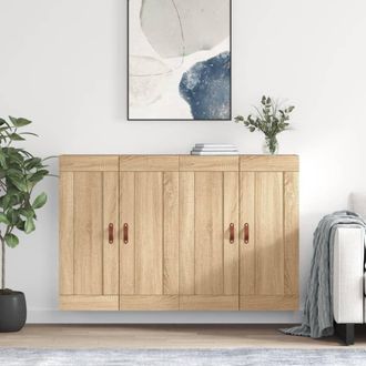 Berkfield Home Wall Mounted Cabinets 2 pcs Sonoma Oak Engineered Wood in Brown