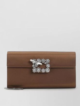 Roger Vivier dragonfly satin envelope clutch chain strap