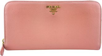 Prada Pink Saffiano Leather Long Wallet (Bi-Fold) (Pre-Owned)