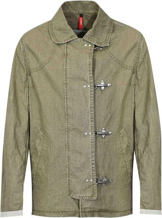 Fay Archive 4 Hooks Jacket In Dlav Linen Canvas