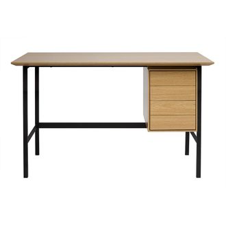 Miliboo Miliboo - Escritorio Industrial Acabado En Madera De Roble Y Metal Negro Con 2 Cajones L120 Cm Maxence