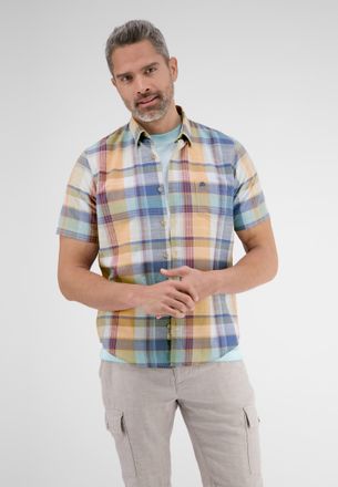 Lerros Kurzarmhemd LERROS Kariertes Halbarmhemd, Herren, Gr. S, rosa (gentle peach), 100% Baumwolle, Hemden Kurzarmhemd