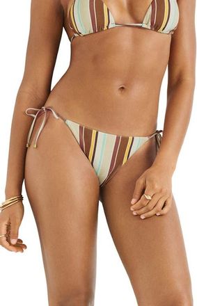 Vitamin A Elle Side Tie Bikini Bottoms in Sand Dunes Stripe at Nordstrom, Size X-Small