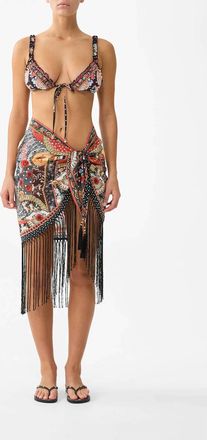 Camilla Woven Short Sarong In Beige