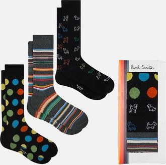 Paul Smith Mens Paul Smith 3-Pack Spots & Stripes Socks, Black/Multi Coloured