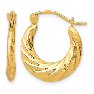 Diamond2Deal 10k Yellow Gold Fancy Small Hoop Earrings L 10mm, W 2mm