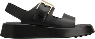 Tod's Kalfsleren sandaal - Dames - Sandalen - Zwart - 38 EU - Leer - Schoenen