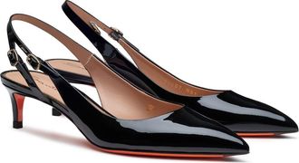 Santoni Womens patent leather mid-heel slingback in Black at Nordstrom, Size 7.5