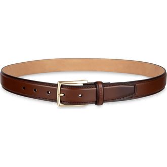 Cole Haan Burnished Edge Leather Belt in Chocolate at Nordstrom, Size 34