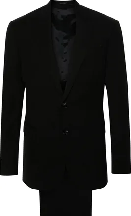 Giorgio Armani Black Structured Twill Virgin Wool Suit