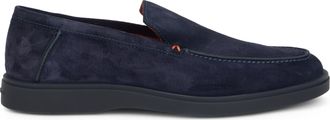 Santoni Mens Loafers Blue Suede Calfskin