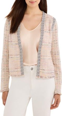 Nic+Zoe Fringe Trim Cotton Blend Jacket in Orange Multi at Nordstrom, Size Xx-Large