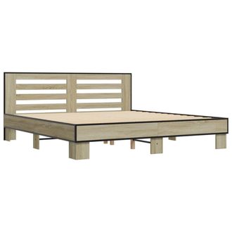 vidaXL Vidaxl - Estructura Cama Madera Ingenier&iacute;a Metal Roble Sonoma 200x200 Cm
