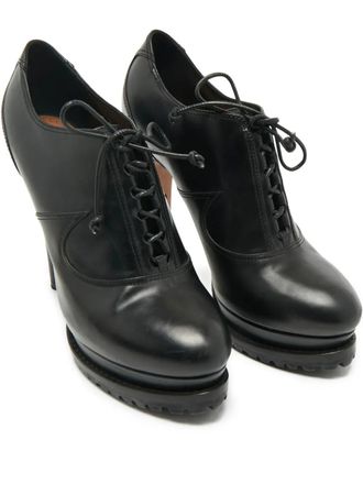 Alaia Pumps met plateauzool en veters - Zwart