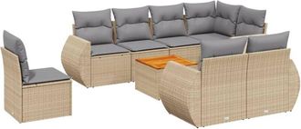 vidaXL Set De Sof&aacute;s De Jard&iacute;n 9 Pzas Con Cojines Rat&aacute;n Sint&eacute;tico Beige Vidaxl