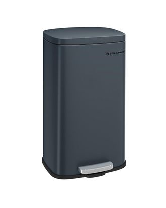 Songmics Cubo de basura de 30 l con pedal de color gris verdoso