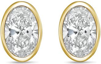 Diana M. Jewels 14Kt Yellow Gold 4.00 cts Lab Grown Oval Diamond Bezel Studs