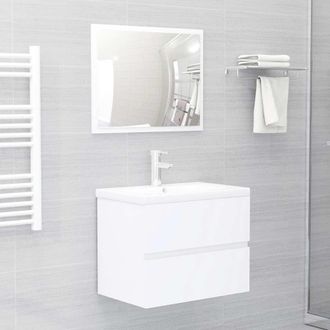 vidaXL Set Mobili Da Bagno 2 Pz Bianco In Legno Multistrato - Vidaxl