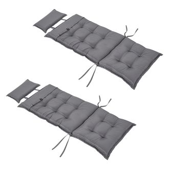 OUTSUNNY 2 Pieces Patio Chair Cushion Set - High Back Seat Pads with Pillow - Grey | TJ Hughes