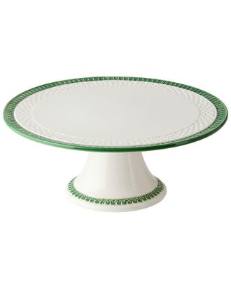 Certified International Le Jardin Embossed Rattan Footed Cake Plate