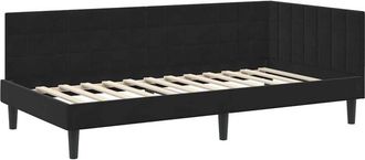 vidaXL Corner Bed Frame with Headboard Black 90 cm x 200 cm Fabric vidaXL