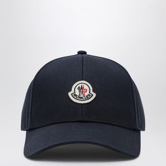 Moncler Cappello da baseball con patch in cotone blu
