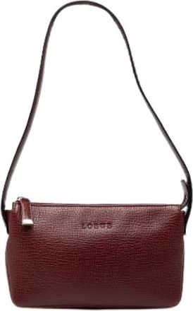 Loewe Pre-owned Shoulder Bags, female, Red, Size: ONE SIZE Pre-owned Textured Calf Leather Shoulder Bag