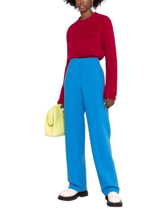Ferragamo High-Waisted Straight-Leg Trousers In Blue