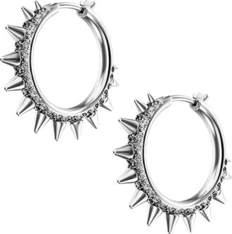 Diesel Stainless Steel Hoop Earrings - Earrings - Unisex - Silver