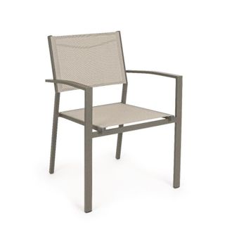 BIZZOTTO Bizzotto - Silla De Exterior Con Reposabrazos De Aluminio Antracita Hilla 57x60x H88 Cm