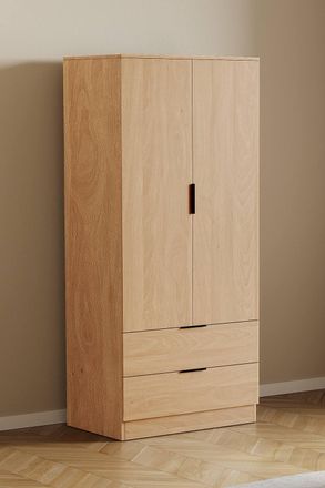 Home Discount Vida Designs Trega 2 Door 2 Drawer Wardrobe Clothes Hanging Rail MDF in Light Brown
