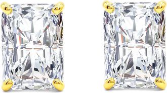 MAX + STONE Solid 14k Yellow Gold Emerald Cut Cubic Zirconia Stud Earrings