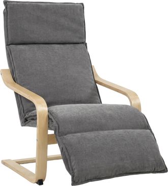 HOMCOM Homcom Sill&oacute;n De Sal&oacute;n Con Reposapi&eacute;s, Butaca De Sal&oacute;n Tapizada En Lino Con Balanceo Suave, Respaldo Alto, Asiento Amplio, Para Dormitorio, Gris