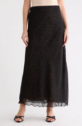 Parker Leopard Mesh Maxi Skirt in Black/Natural Sand at Nordstrom Rack, Size Xx-Small